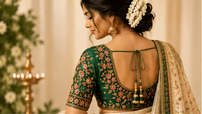 Dark green embroidered blouse